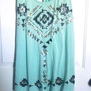 Sequined mint green tank 2x Almost Famous